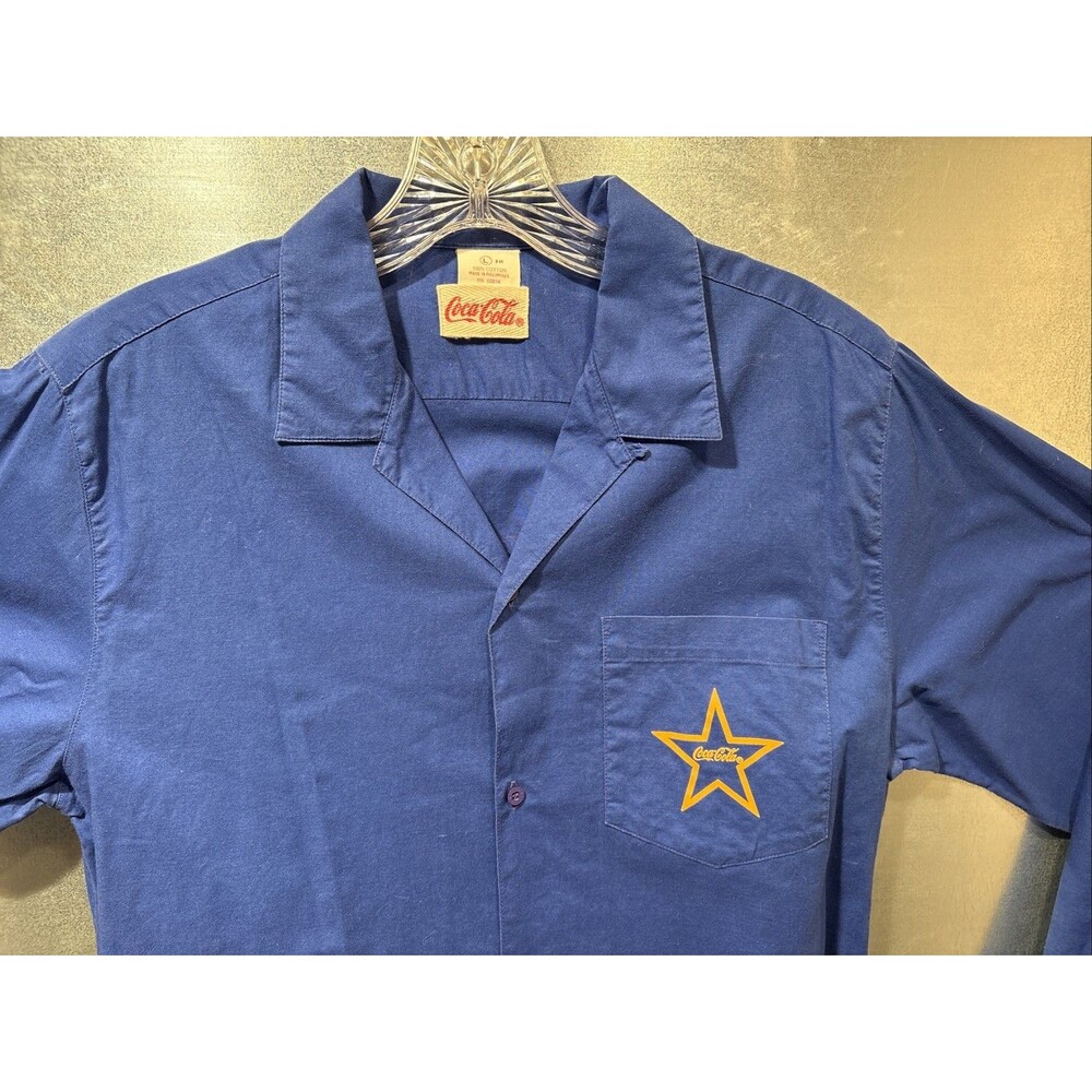 Vintage "Coca-Cola Clothes" Stars Camp Shirt L Long Sleeve 100% Cotton 70s 80s - Picture 9 of 16